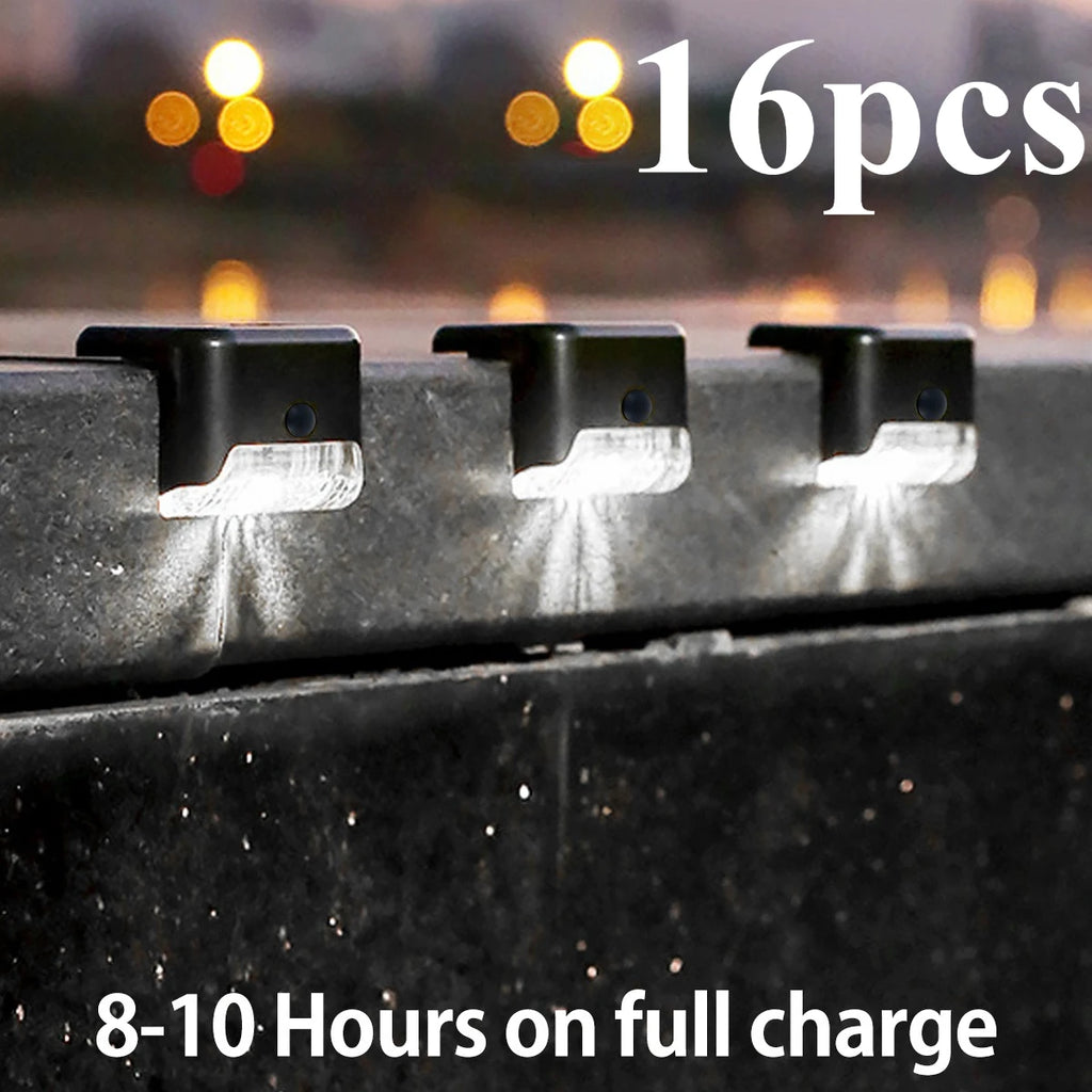 Solar LED Lights Outdoor Solar Lights IP65 Waterproof Garden Light Solar Step Lamps Deck Lights Fence Courtyard Garden Decor Oasis Select onesize 16pcs