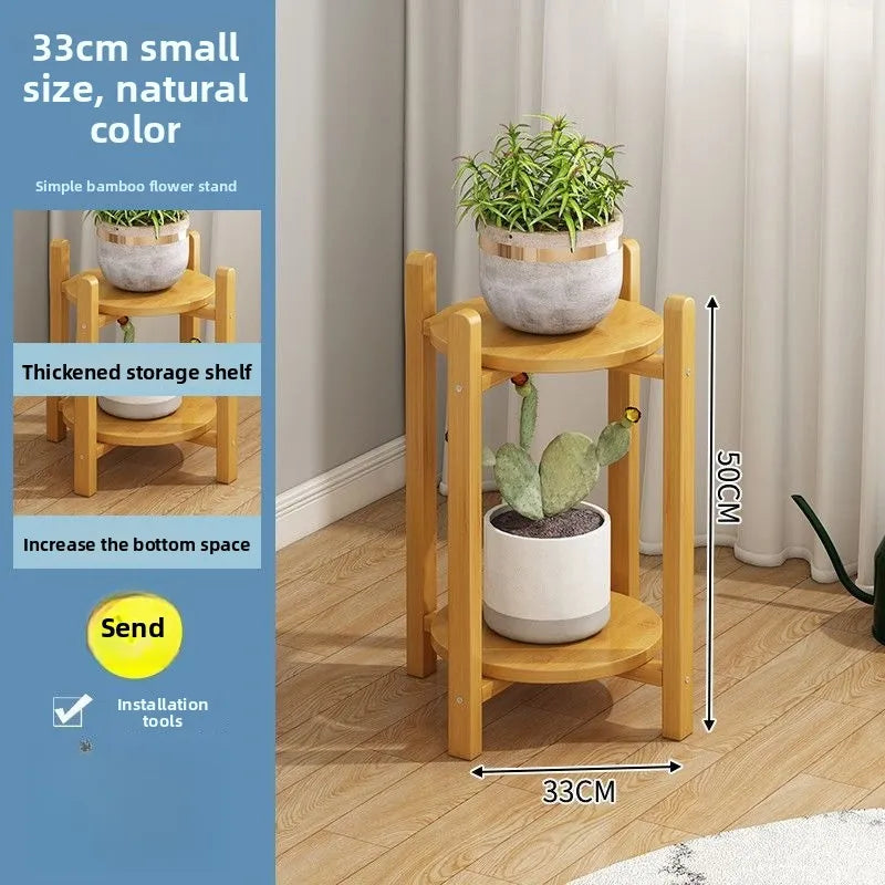 Flower rack Floor-to-ceiling multi-layer succulent bamboo rack Flower rack Pot rack Oasis Select S-primary-50cm