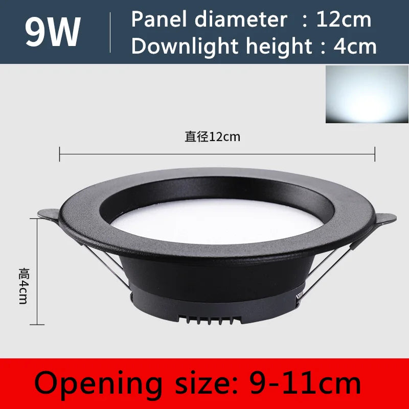 Slim Recessed LED Downlight 6W–20W AC220V | High CRI Ceiling Spot
