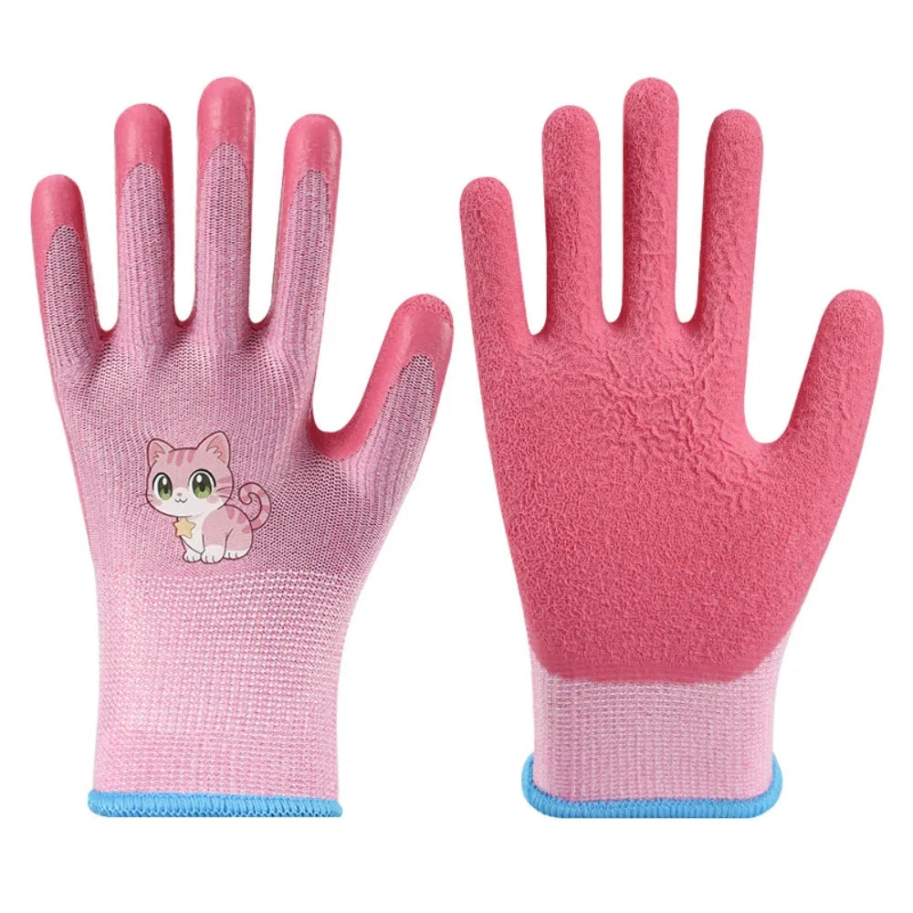 Waterproof Beach Gloves Non-Slip Cartoon Animal Pattern Gardening Gloves Breathable Puncture-resistant Safety Gloves Oasis Select Pink L
