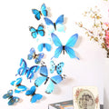 3D Butterfly Wall Stickers 12-Pack – Rainbow PVC Decals Wall Decal Stickers Oasis Select Blue