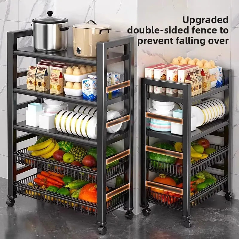 Kitchen vegetable basket rack floor-to-ceiling multi-layer stainless steel shelf new multi-functional kitchen utensils storage Oasis Select