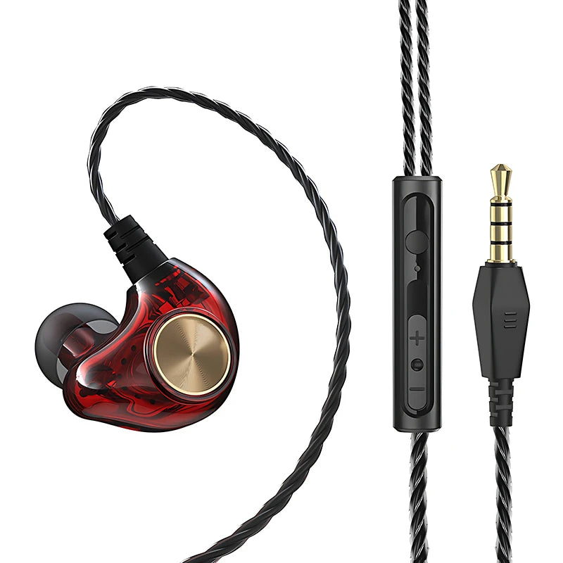 HIFI Heavy Bass Wired Earphone 3.5mm AUX In Ear Gaming Headset Dynamic Music Headphones Stereo Noise Cancelling Earbuds With Mic Oasis Select Red