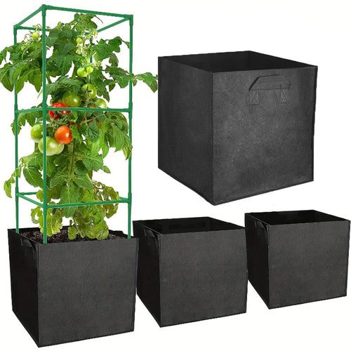 3PC Breathable Plant Bags Gardening Square with Handles Grow Bags for Outdoor and Home Garden 30x30x30cm Plant Containers Oasis Select