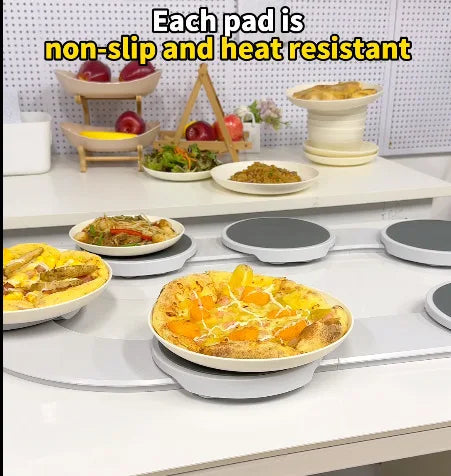 TheLazy Susan Revolution Table Rotating Meal Tray Portable Rotating Tray Oasis Select 8 white plates