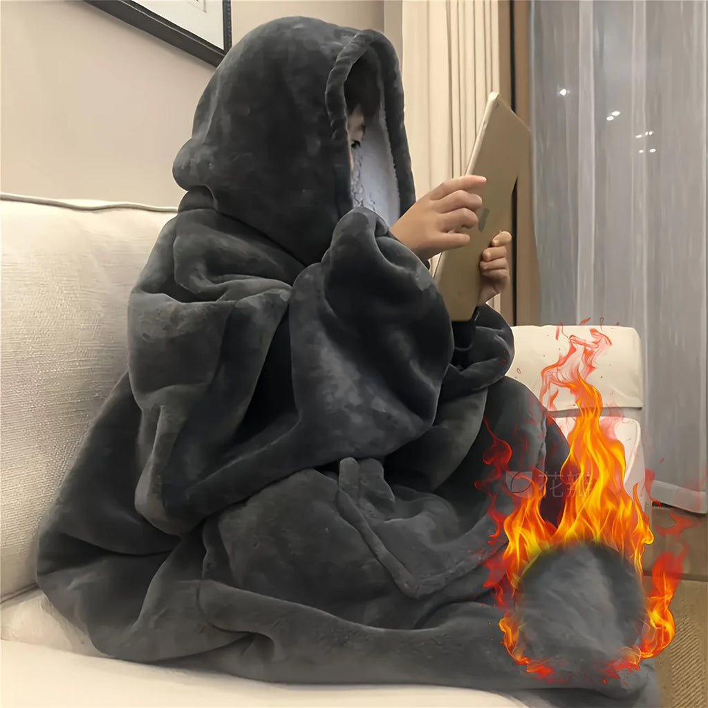 Cozy Oversized Reversible Fleece Hoodie Blanket - Soft Plush Wearable Sweatshirt with Kangaroo Pocket,Oversized Hoodie Blanket Oasis Select