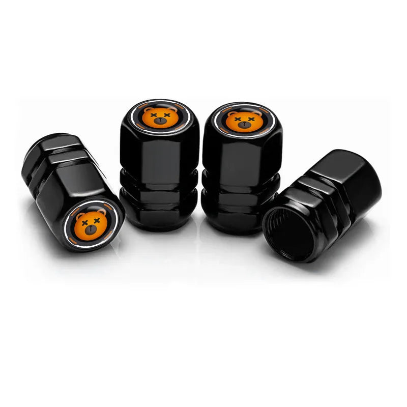 4 PCS Car Tire Valve Stem Caps, Air Caps Cover with Skull Pattern, Dust Proof Metal Valve Stem Covers Oasis Select Black-N