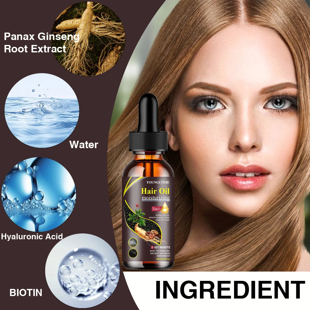 YOUNGCOME 3-in-1 Natural Herbal Moisturizing Hair Oil | 40–60ml