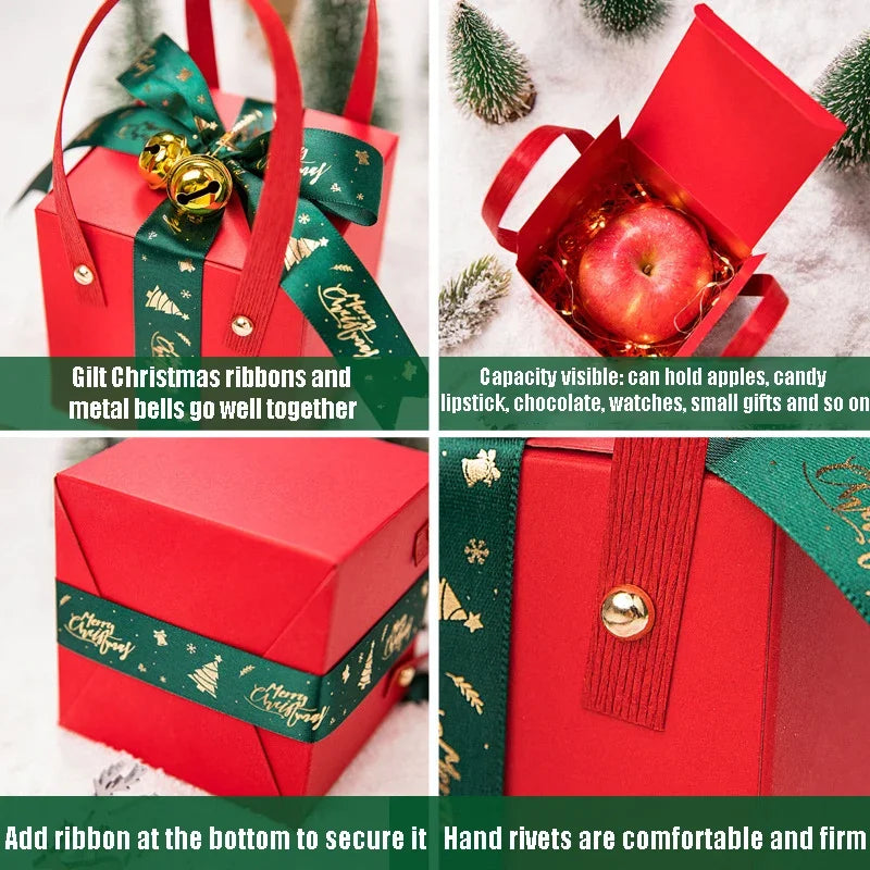Christmas Apple Box Christmas Eve Gift Ribbon Fruit Box Gift Wrap Christmas Apple Box Noel Decoration 2022 Santa Stocking Oasis Select