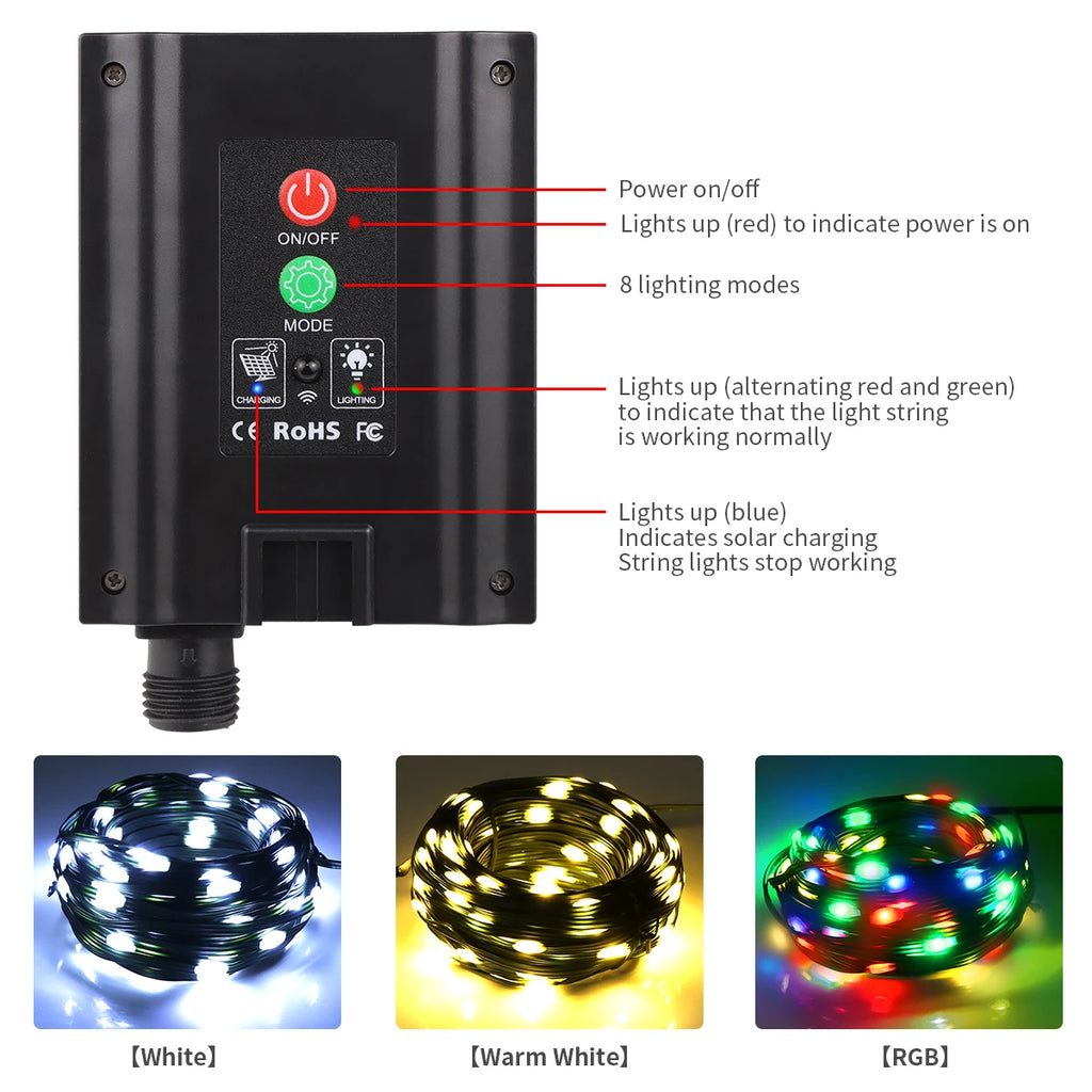 100M/50M/30M/20M/10M Outdoor Solar LED Light String Xmas Holiday Party Festoon Street Yard Wedding Garland Ambinet Decoration Oasis Select