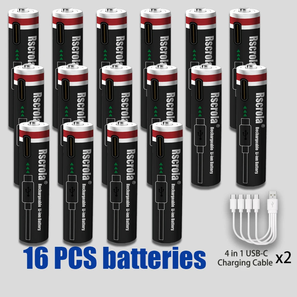 AAA 1.5V 8000mAh Lithium Batteries USB Rechargeable AAA Battery with 4-in-1 USB Cable for Toys Camera Flashlight Oasis Select 16PCS Batteries 1.5V China Mainland