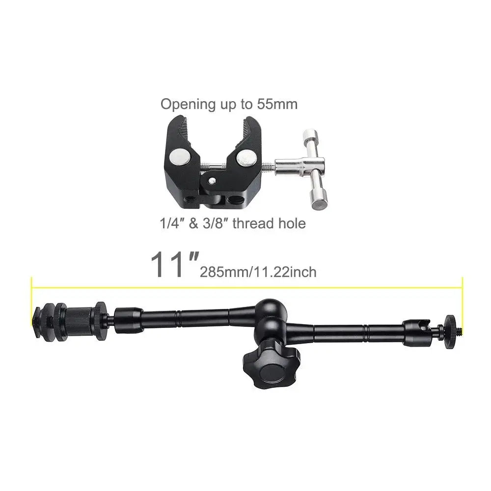 11 Inch Metal Adjustable Articulating Magic Arm Super Clamp for Flash LCD Monitor LED Video Light SLR DSLR Camera Accessories Oasis Select