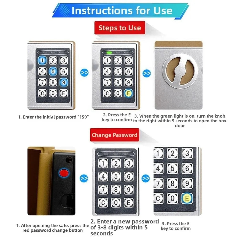 Anti-Theft Piggy Bank Password Lock Key Lock Combination Lock Security Box Battery-powered Household Electronic Money Bank Oasis Select
