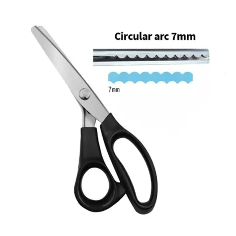 Tailor Scissors Pinking Shears Zig Zag Sewing Cut Serrated Lace Scissors Sewing Accessories Fabric Scissors DIY Sewing Tool Oasis Select Circle Arc Tooth 7MM