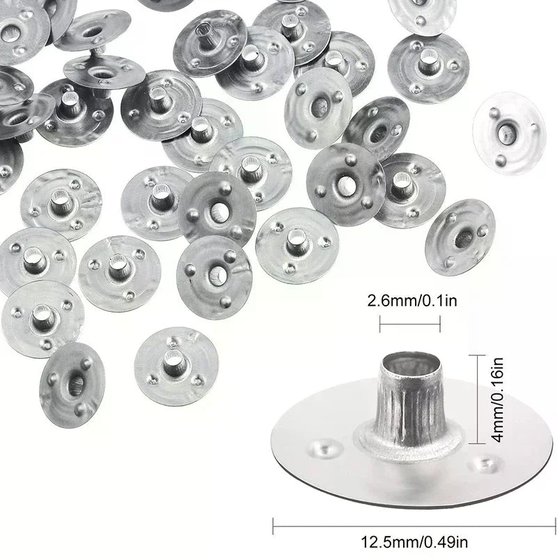 100 Pcs Durable Waxed Candles Making Metal Wick Sustainers Carry Holders Tabs Tool Candle Wicks Base DIY Candle Making Oasis Select