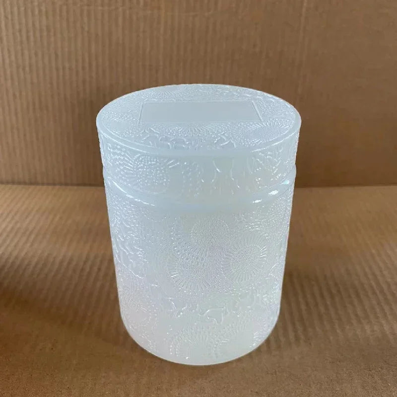 Glass Storage Jar with Lid Candle Empty Cup Storage Container Home Decoration Diy Candle Storage Box Living Room Decoration Oasis Select WHITE
