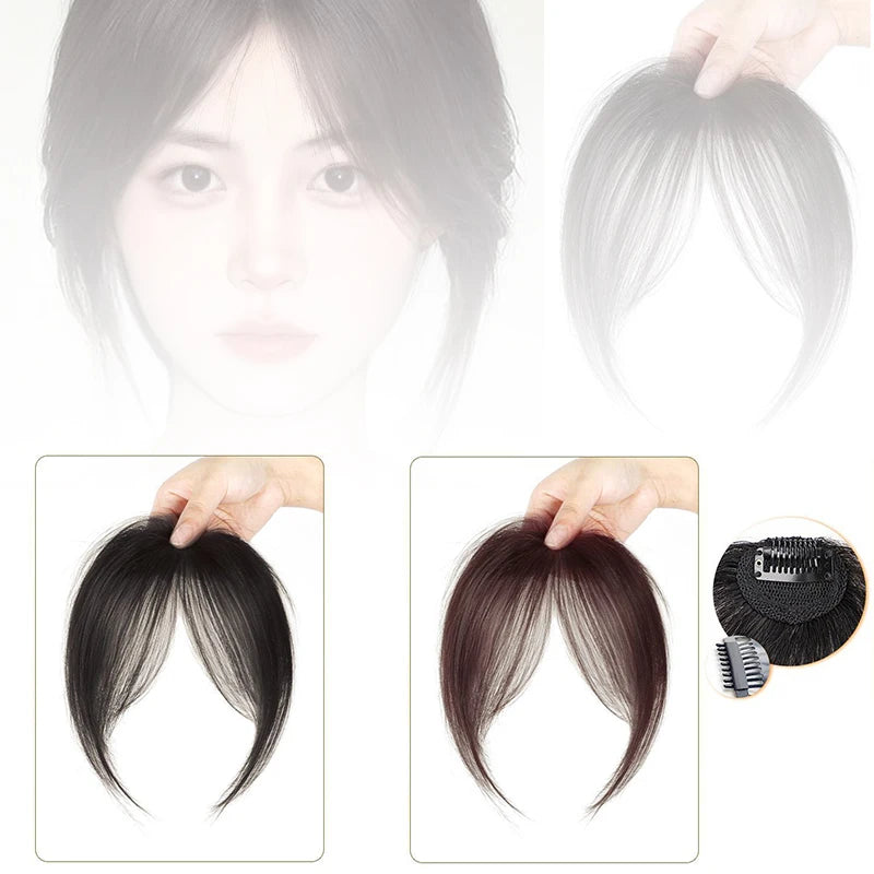 Middle Part Fake Bangs Fringe Synthetic Topper Hairpiece Clip-In Bang Extension Natural Invisible Clourse Hairpiece Women Oasis Select
