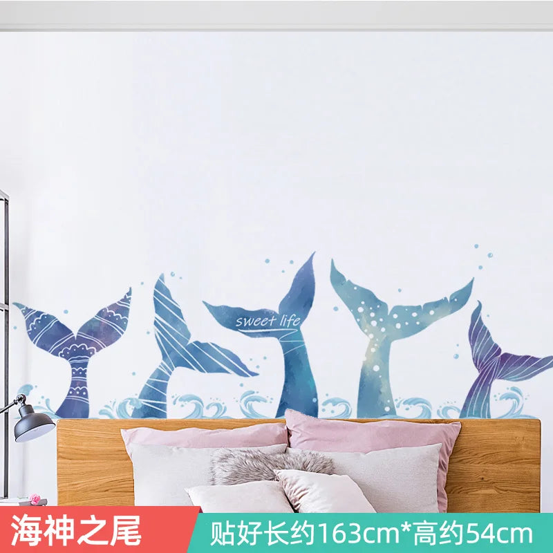 Ink Smudge Light Blue Mountain Background Wall Decoration Stickers