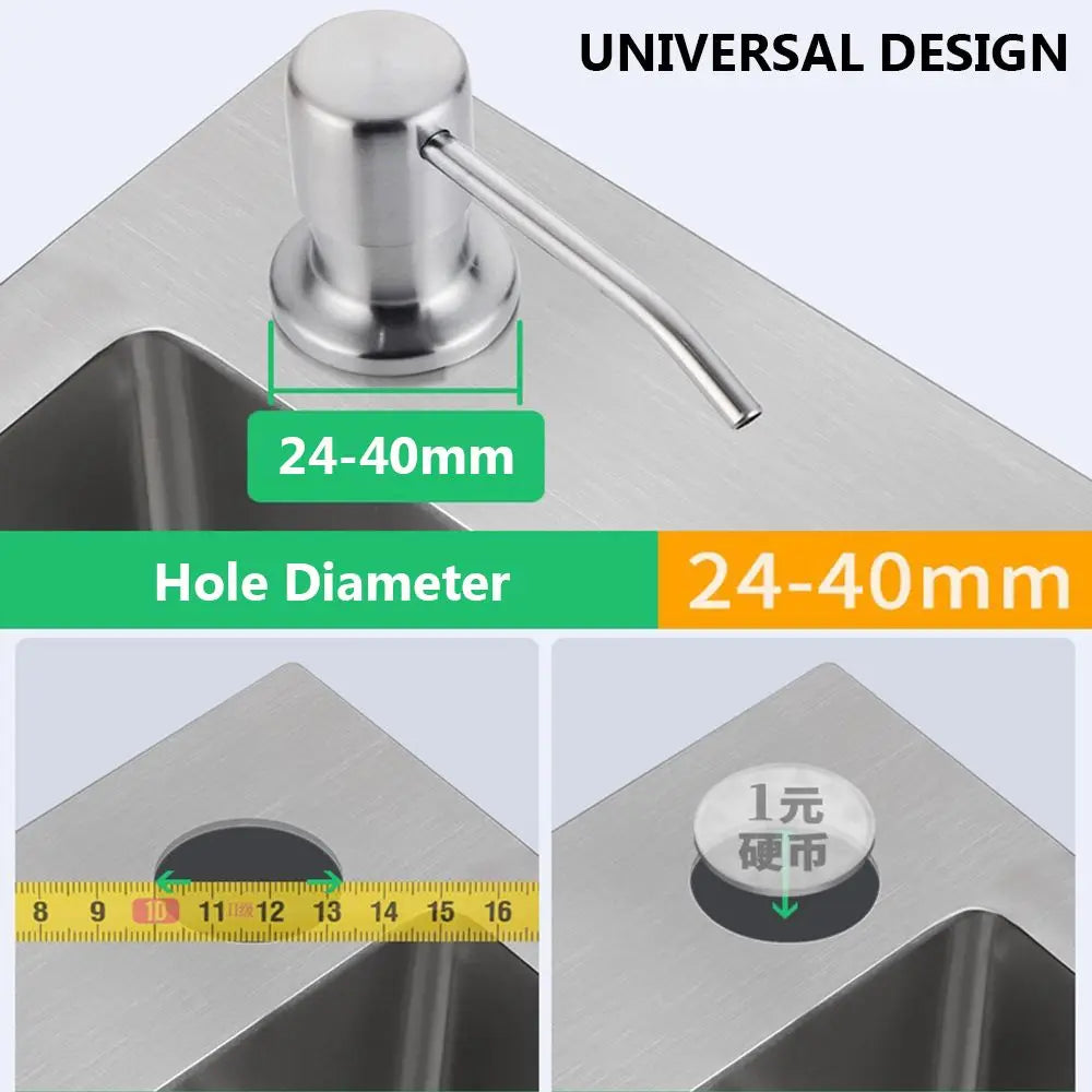 Stainless Steel Soap Dispenser Bathroom Kitchen Sink Mounted No-spill Water Pump Dishwashing Liquid Lotion Dispenser Oasis Select
