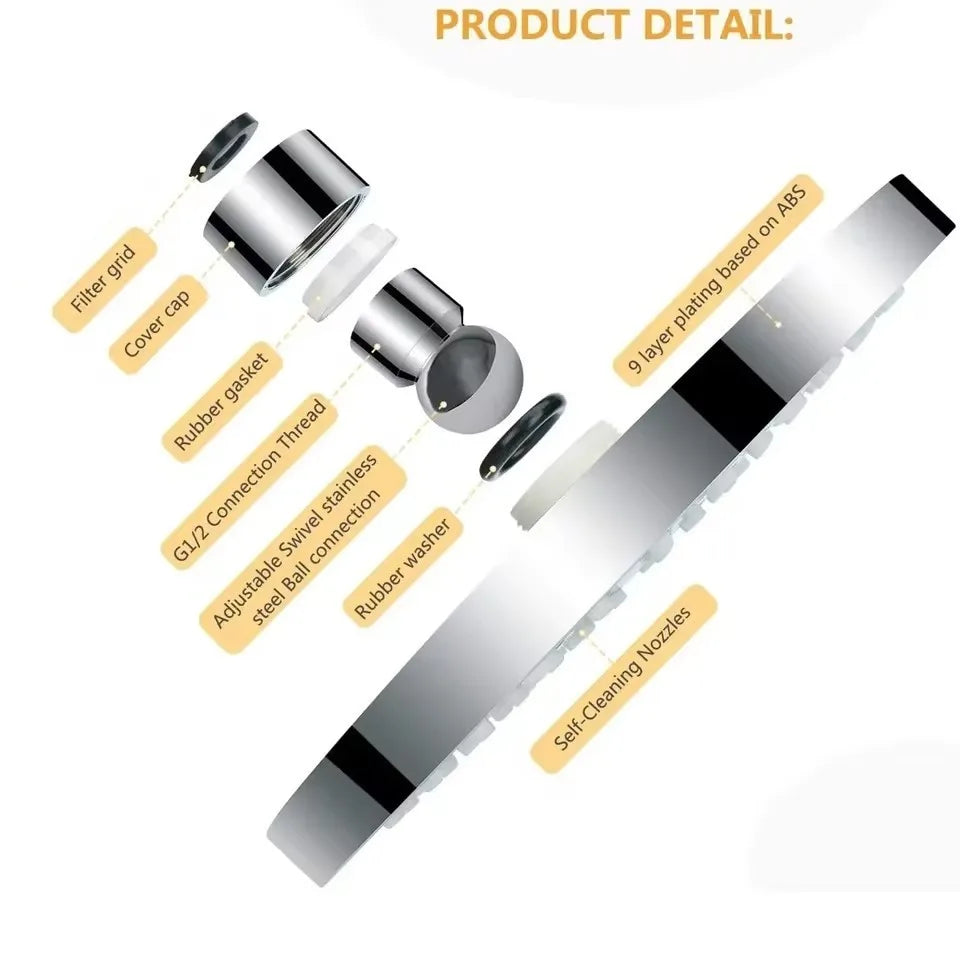 New 6 inches High Pressure Rain Shower Head with Arm 1min Installation Polished Chrome Rainfall Showerhead Anti-Clogging Nozzles Oasis Select
