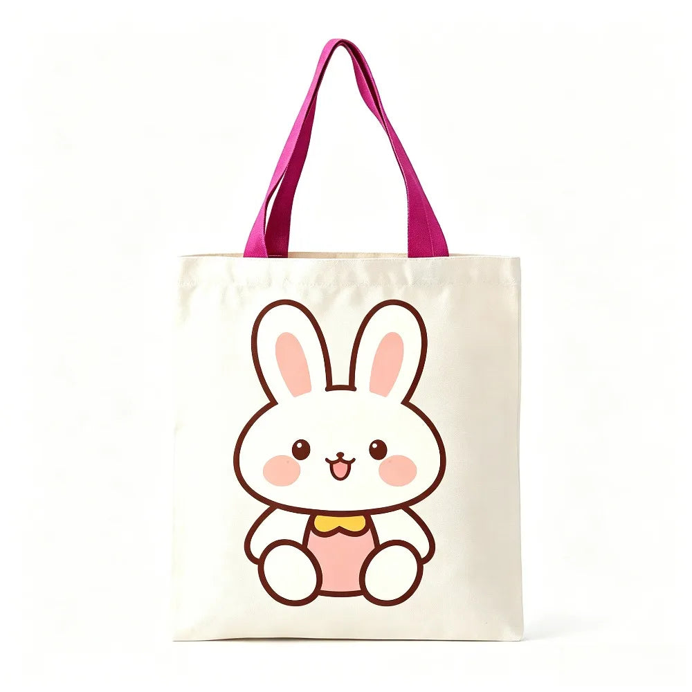 Cute Red Heart Yellow Chick Print Canvas Tote Bag Eco Reusable Shopping Shoulder Bag For Daily Grocery Market Oasis Select Magenta