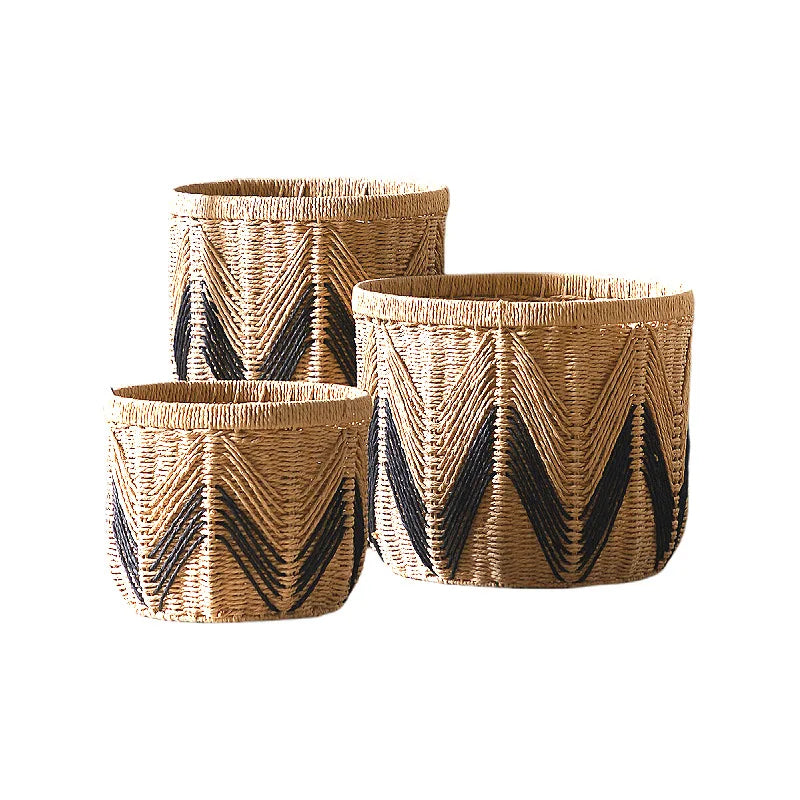 Nordic Wind Floor Storage Basket Rattan Woven Tabletop Woven Basket Decorative Paper Woven Basket Finishing Storage Box Oasis Select