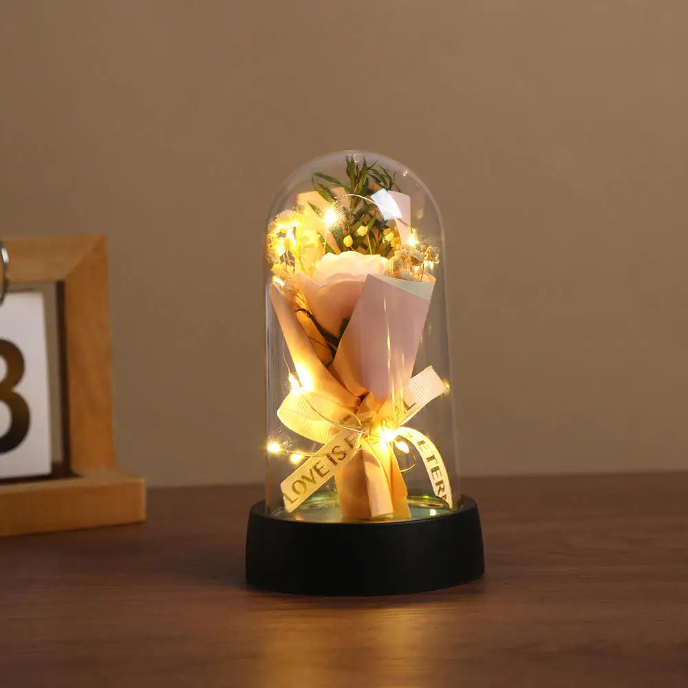 LED Rose Dome Ornament – Everlasting Artificial Flower Gift