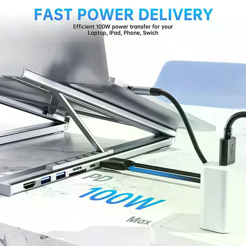 8-in-1 USB-C Laptop Stand & Docking Station | 4K HDMI Hub