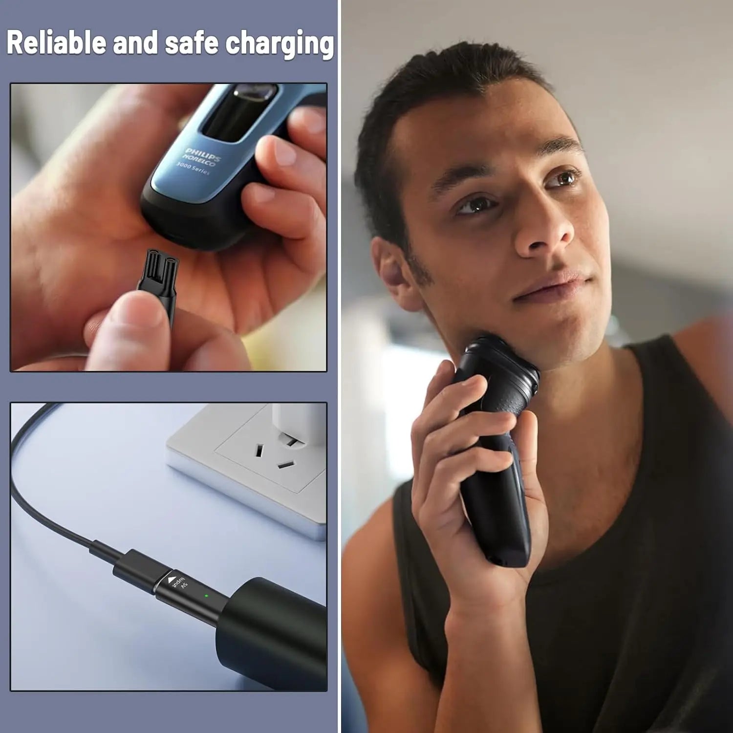 Type-C Charger Adapter for Philips OneBlade QP2530 QP2630 HQ850 Shaver Charging Adapter Oasis Select