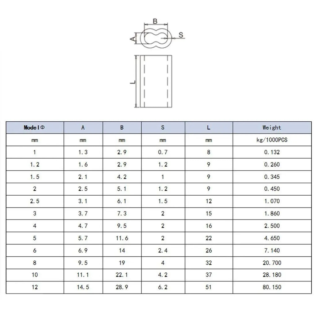 LIKE WISH 5/32 Inch (4Mm) Diameter Wire Rope Aluminum Sleeves Clip Fittings Cable Crimps 100Pcs Oasis Select Silver