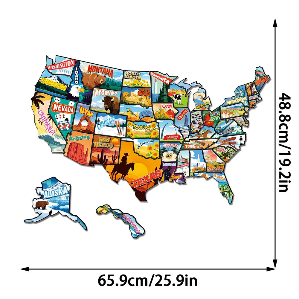 US States Culture Magnetic Puzzle Fridge Magnets American Travel Souvenir Map Jigsaw Refrigerator Stickers Oasis Select CT666