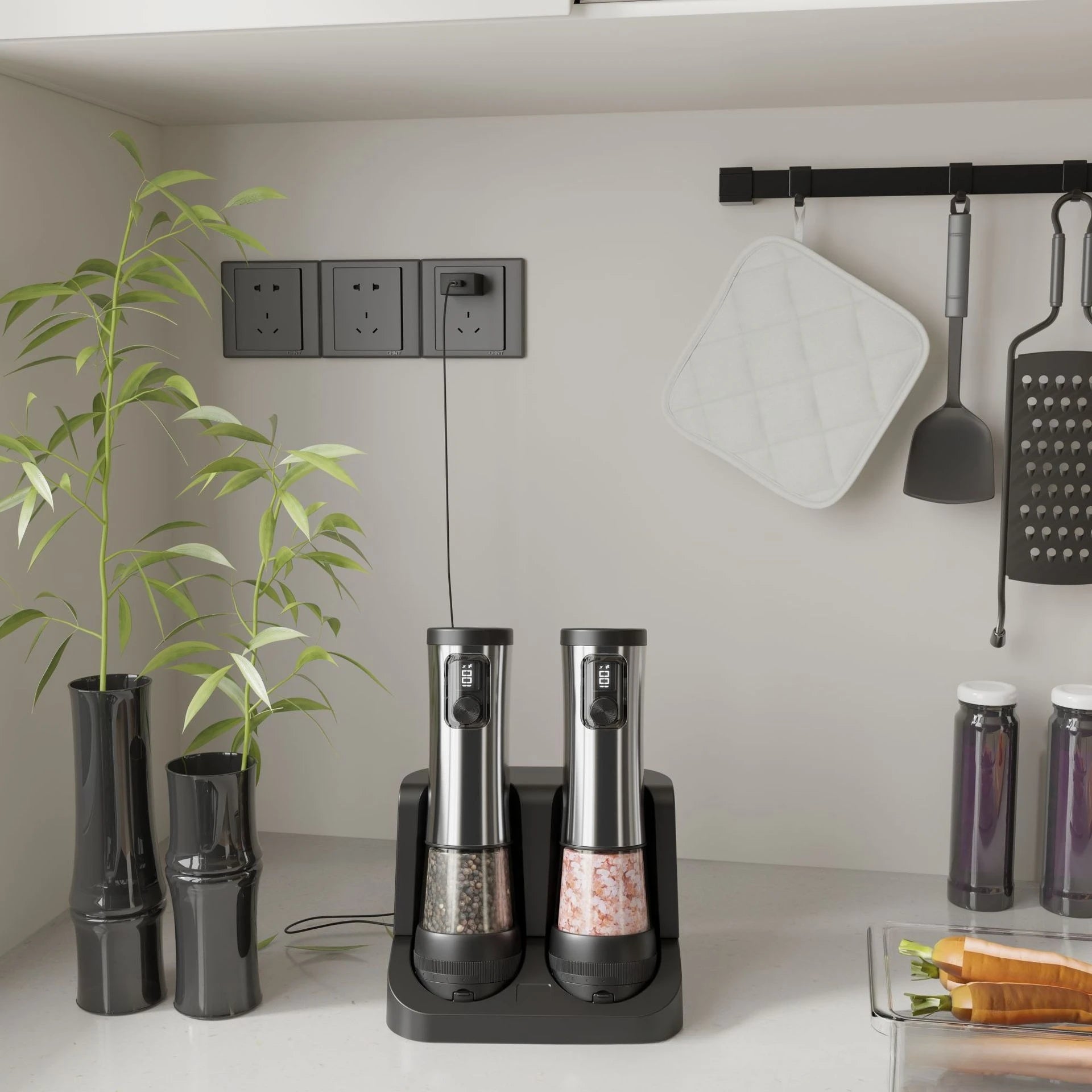 Electric Salt & Pepper Grinder Set – Rechargeable LED Indicator