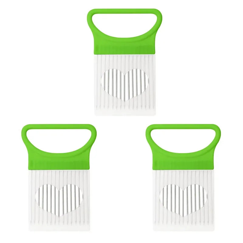 1/2/3pcs Kitchen Tools Household Vegetable Fruit Beef Onion Slicer Cutting Holder Slicing Cutter Stainless Steel Meat Supplie Oasis Select green-3pcs