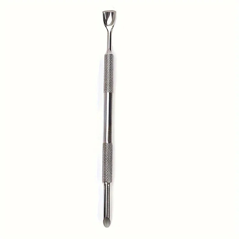 Russian-Style Double-Ended Stainless Steel Nail Pusher with Beveled Edge for Manicure, Pre-Treatment Tool for Removing Cuticles and Shaping, Available in 3 Colors Oasis Select Silvery