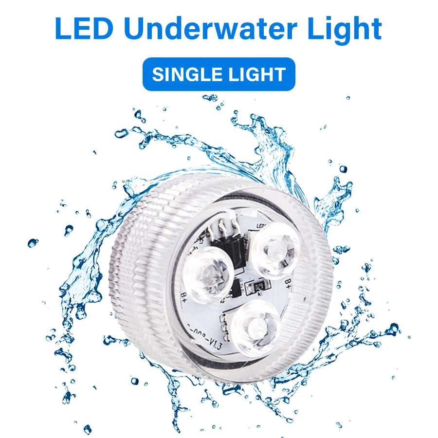 RGB LED Underwater Light With Remote Control Battery Powered 3LEDs Submersible Lamp Waterproof For Swimming Pool Garden Party Oasis Select 1Lamp no Remote