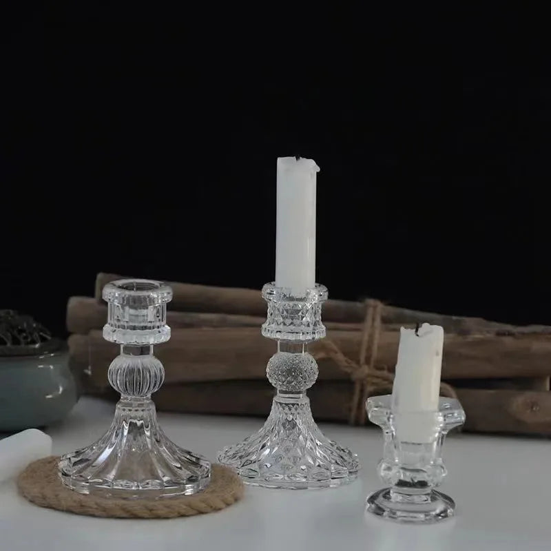 Nordic Glass Candle Holder | Taper Candlestick for Home & Wedding