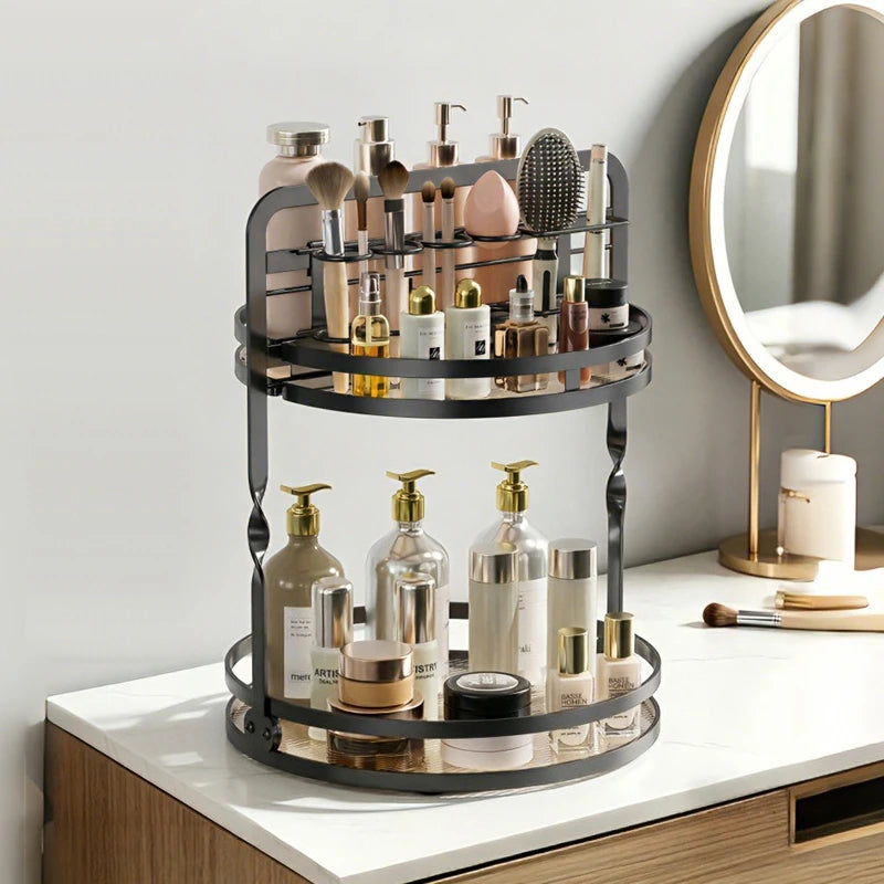 Rotating Cosmetics Storage Rack Dresser Eyeshadow Brush Shelf Premium Sense Desktop Skin Care Products Perfume Finishing Oasis Select