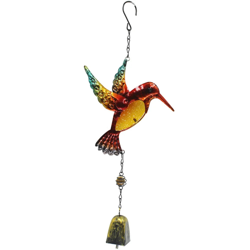 Wind Chime Hummingbirds Dragonflies Metal Glass Painted Crafts Hanging Pendants Bell Aluminum Pipe Home Courtyard Hanging Decors Oasis Select Red Bell