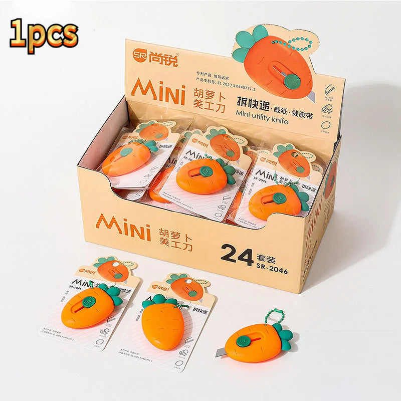 1/3Pcs Cute Portable Mini Avocado Strawberry Carrot Art Utility Knife Express Box Knife Paper Cutter Craft Wrapping Tools Oasis Select MR-01