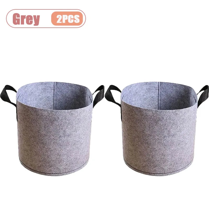 1-4PCS Thickened Nonwoven Fabric Grow Bag Felt Plant Pot for Balcony Roof Garden Aeration Container with Handle Oasis Select Grey-2PCS 12Gallon