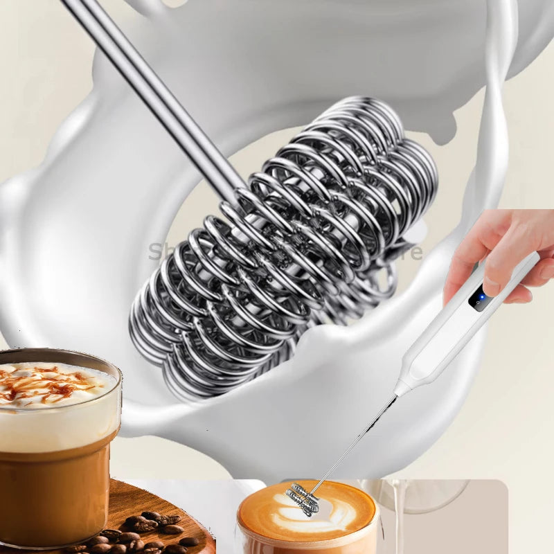 Wireless Milk Frothers Electric Handheld Blender Electrical Mini Coffee Maker Whisk Mixer with USB for Coffee Cappuccino Cream Oasis Select