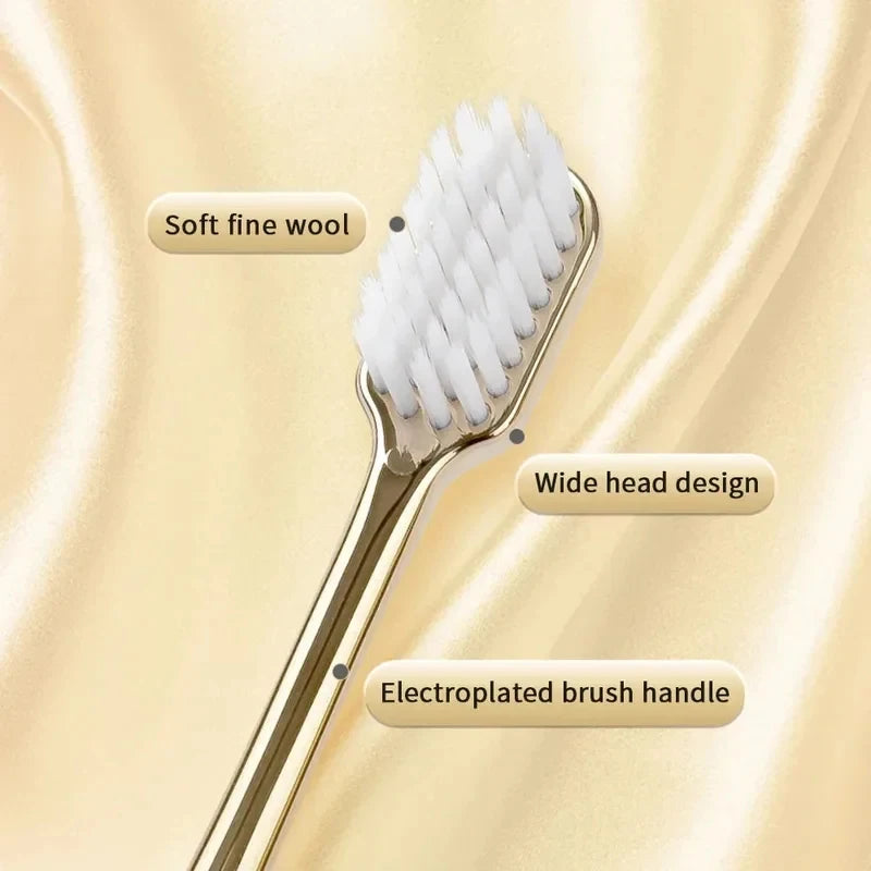 4/1pcs Luxury Soft Toothbrush Men Women Adult Tooth Brush Gold Silver Dental Brushes Elegance Gentle Toothbrushes Drop Shipping Oasis Select