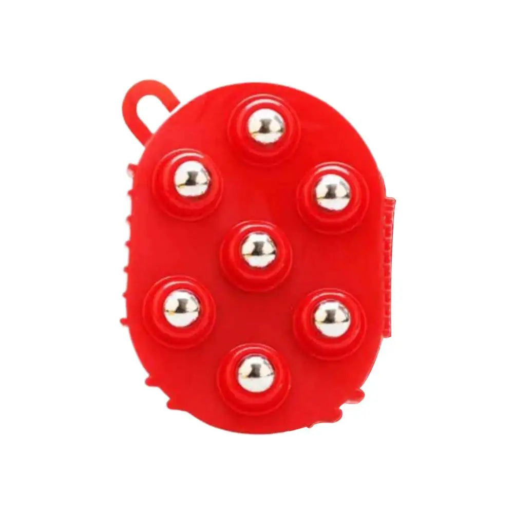 Double-Sided Massage Glove – 7-Bead & Steel Ball Brush Massage Glove Oasis Select red