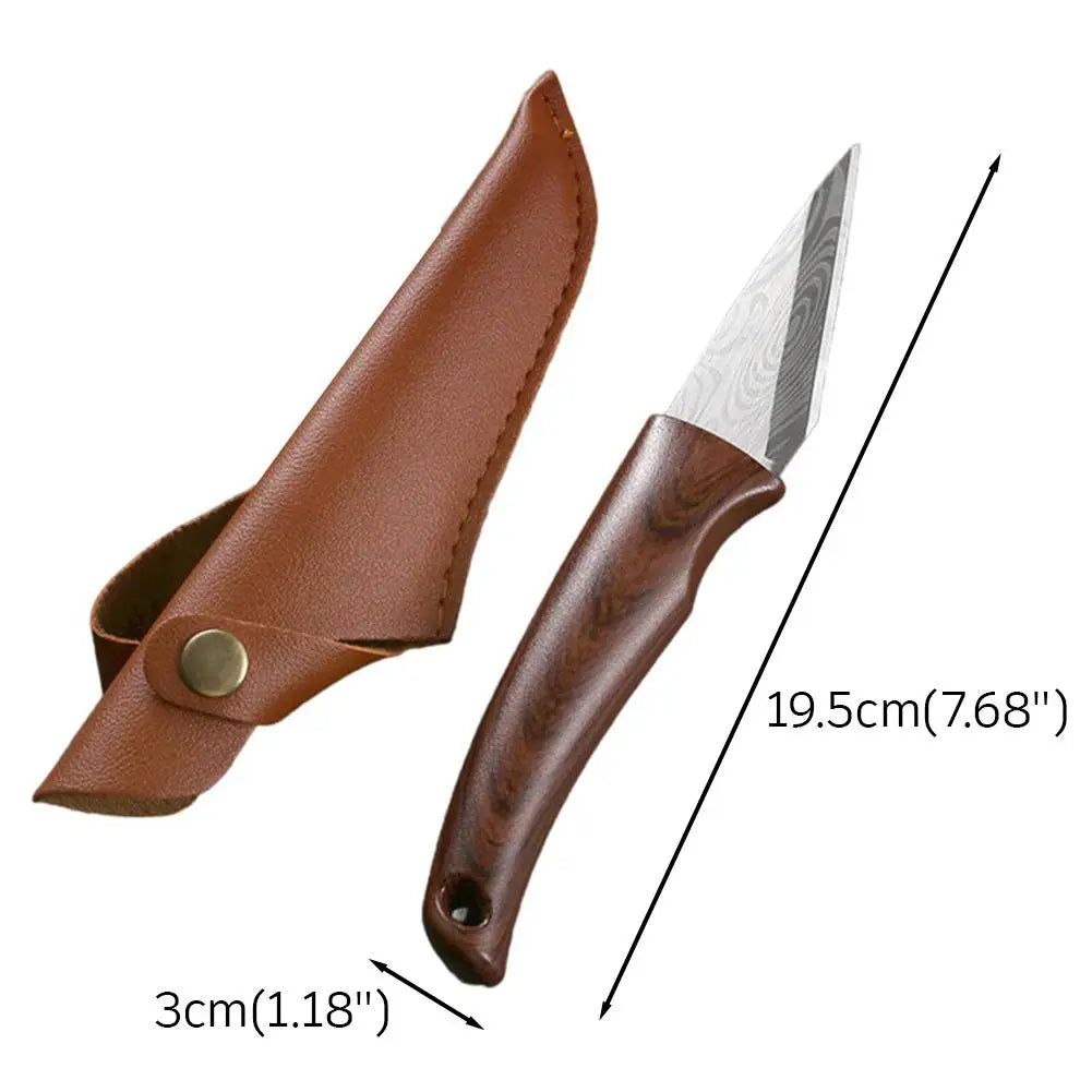 Grafting Knife – Sharp Blade, Wood Grain Handle & Leather Sheath