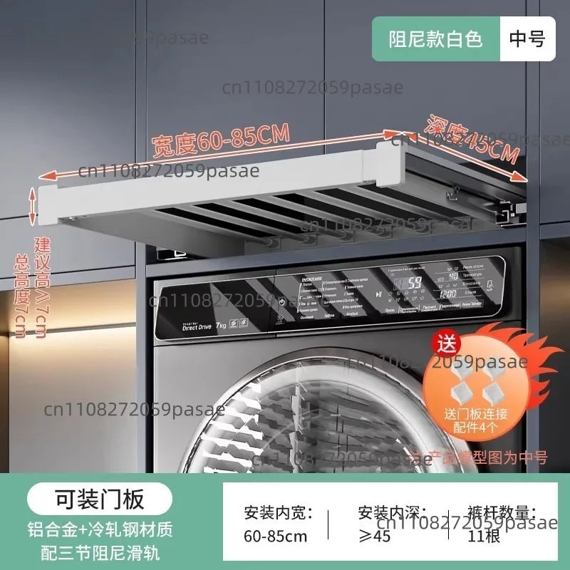 Washing Machine Invisible Drying Rack Balcony Hidden Pull-up Pants Rack Oasis Select Black 60-85cm