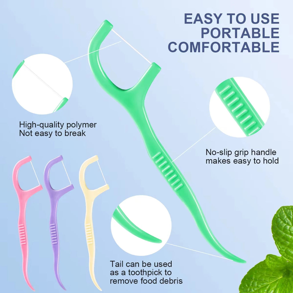 450pcs Adult Mint Flavored Dental Floss Picks Ultra-Fine Portable Flossing Sticks Toothpick Thread for Home And Travel Oral Care Oasis Select