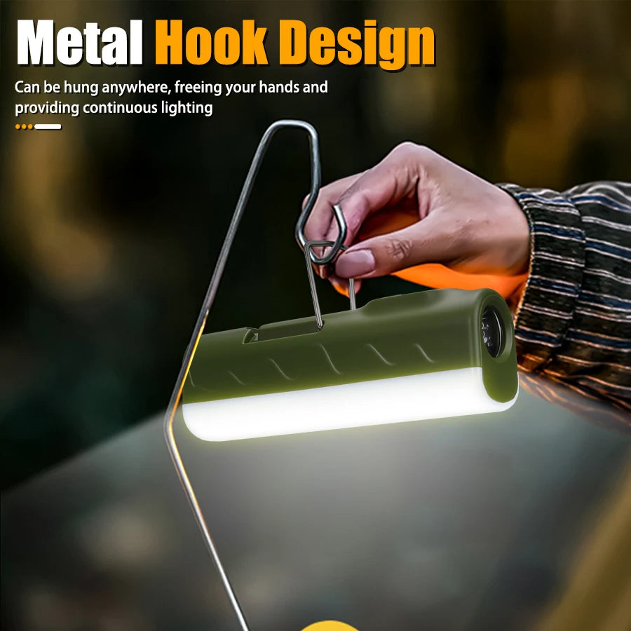 Outdoor LED Camping Lamp Built-in 2*18650 Rechargeable Torch RGB Atmosphere Lamp Portable Hook Tent Lamp Long Lasting Lantern Oasis Select