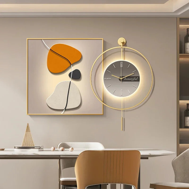 Modern Simple Restaurant Decoration Painting High-end Clock Hanging Painting Light Luxury Living Room Wall Decoration Clock Oasis Select