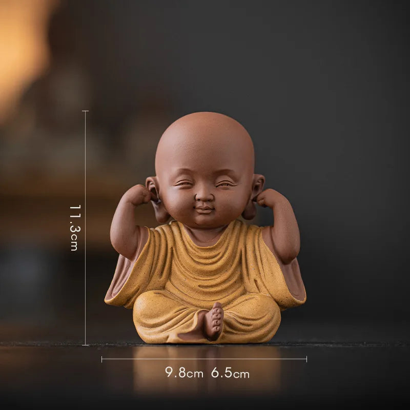 Purple Clay Little Monks Figurines Zen Tea Room Counter Desktop Tea Play Decorations Чаепитие Oasis Select 1
