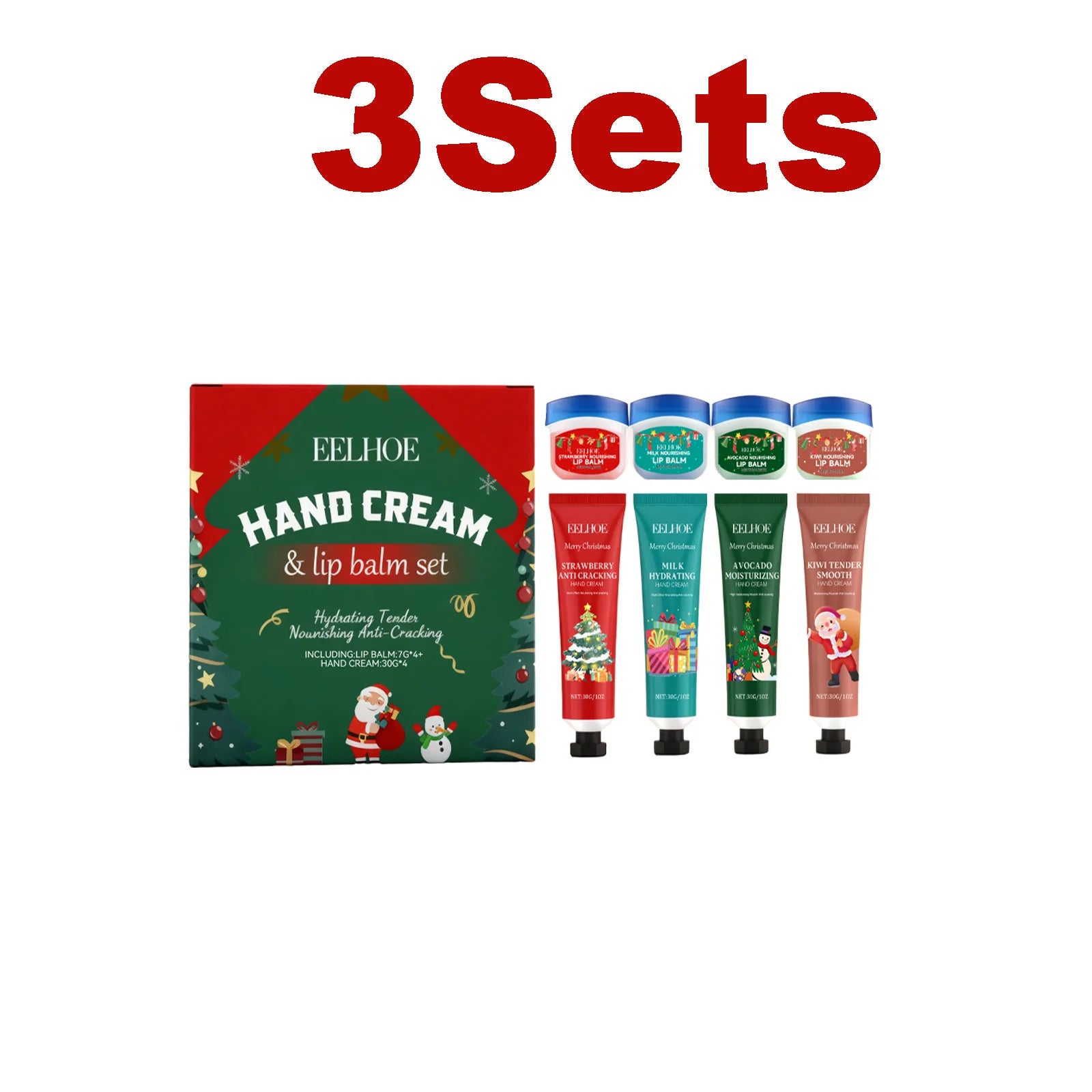 Christmas Hand Cream Lip Balm Set Gift Box Nourishing Moisturizing Anti-dry Cracked Softening Skin Festive Holiday Present Oasis Select 3 Sets